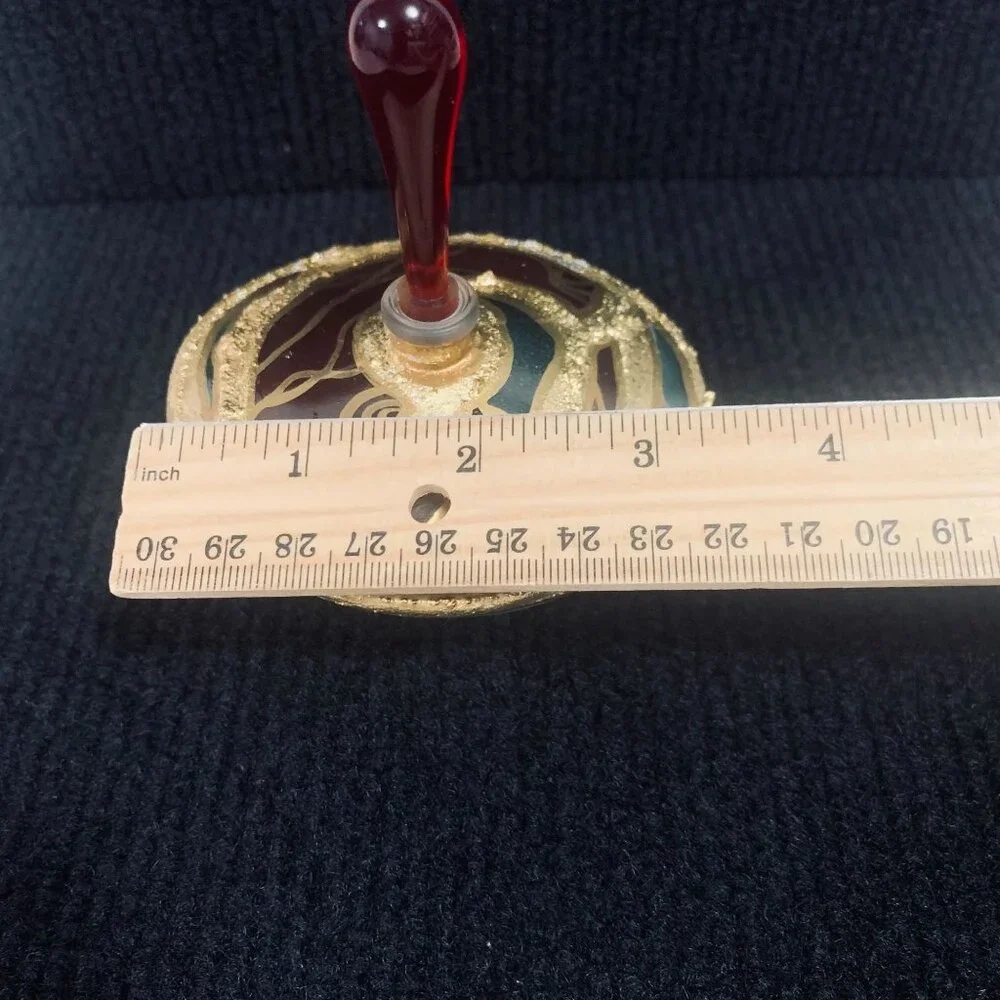 Vintage Punto Arte Italy Frosted Glass Red Gold Textured Perfume Bottle Stopper - Picture 9 of 10